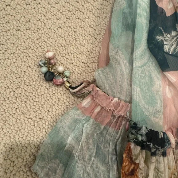 Zimmermann Floral Halter Mini Dress Tiered Ruffle Hem Size - Picture 6 of 9